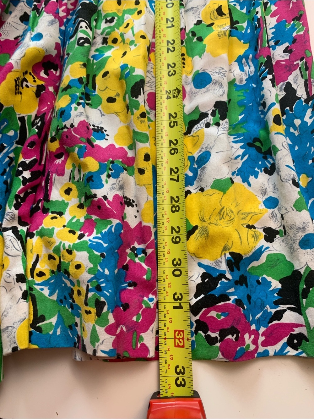 Vintage Pleated Floral Midi Skirt in Yellow, Blue, Pink & Green - Picture 9 of 12